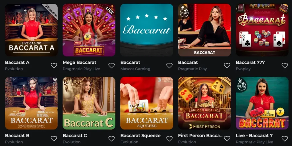 Baccarat bei Bet On Red Live Casino